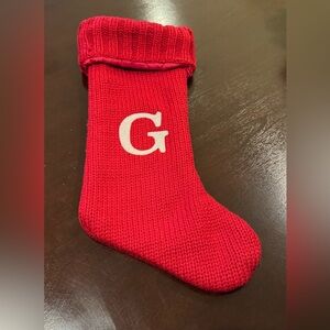 Red Knitted Christmas Stocking with initial G